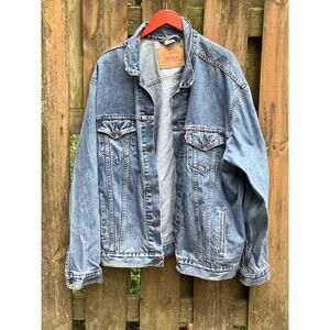 Vtg 90s Levi's  Denim Trucker Jacket XXL (2XL) Light Wash  Great Fade 70507-0389